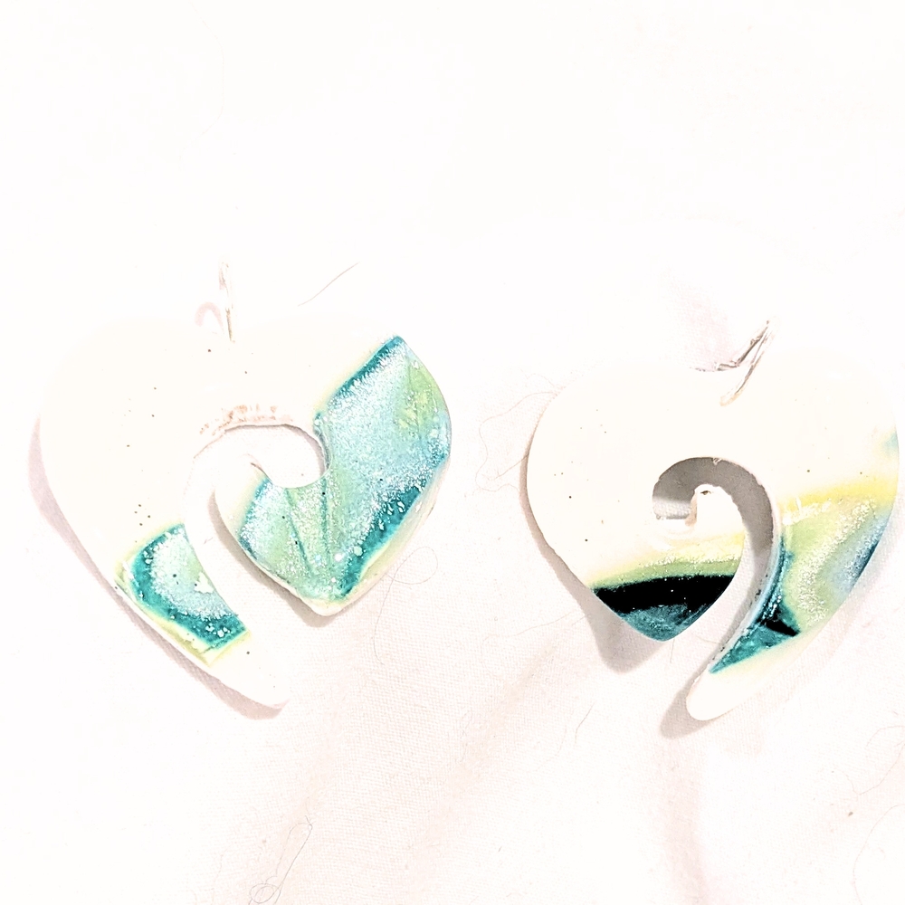 Heart-Shaped Ceramic Earrings